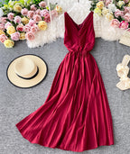 Simple V-Neck Dress Sleeveless Dress