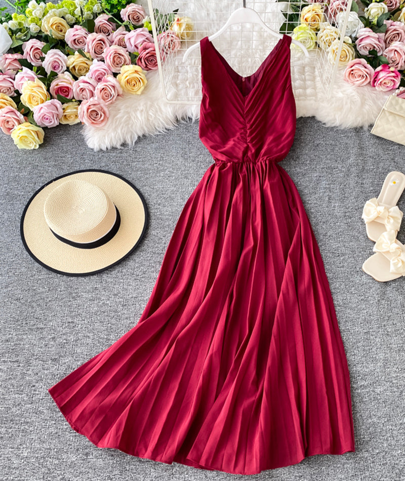 Simple V-Neck Dress Sleeveless Dress