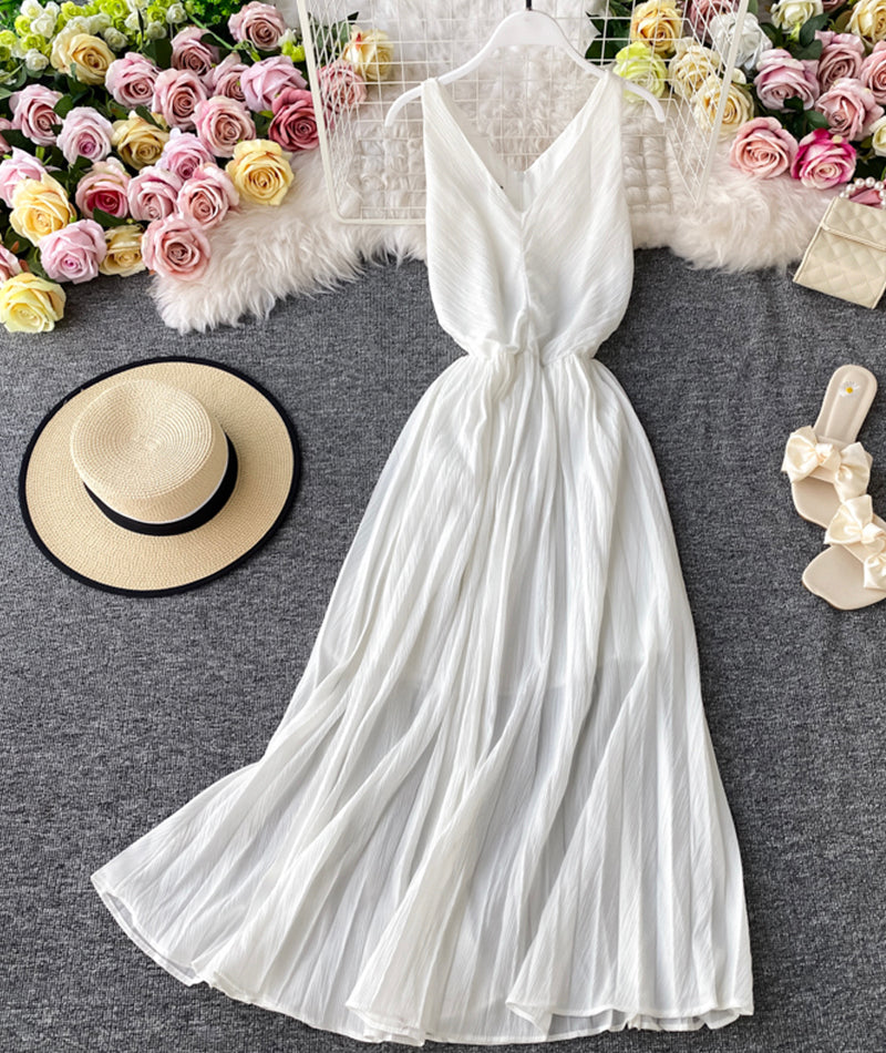Simple V-Neck Dress Sleeveless Dress