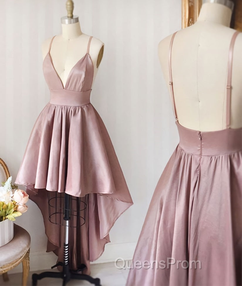 Simple v neck high low Evening Prom Dress homecoming Dress Secondary image