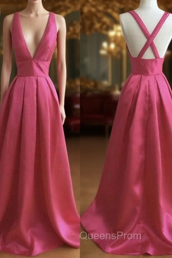 Simple V Neck Long Evening Prom Dress, Evening Dress, Evening Dress Main image