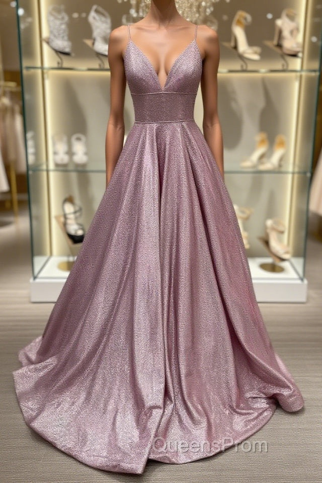 Simple v neck long Evening Prom Dress, v neck long formal evening Dress Main image