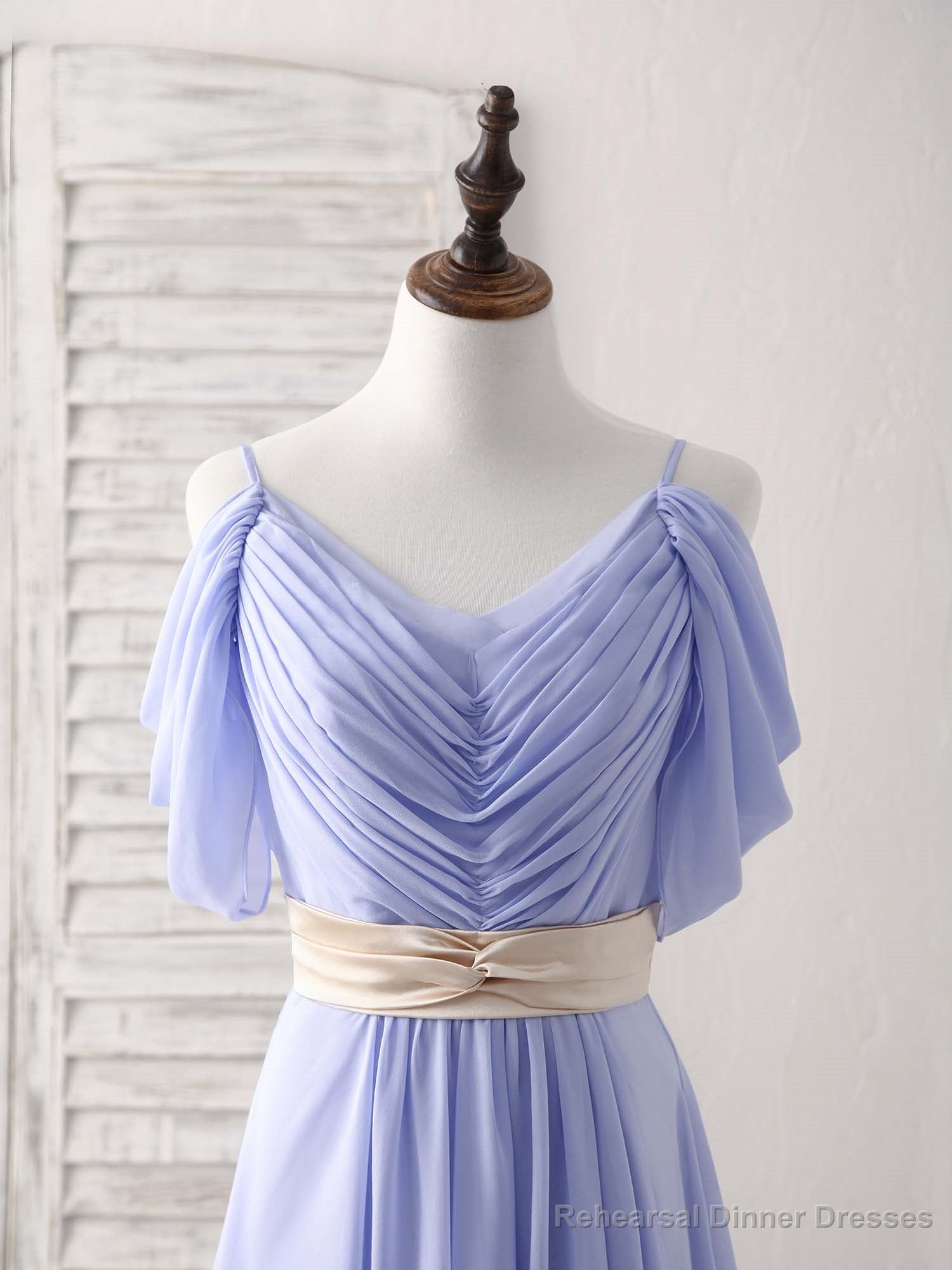 Simple V Neck Off Shoulder Chiffon Long Prom Dress Evening Dress Secondary image