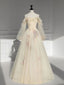 Champagne Off-The-Shoulder Gown Dress Long Sleeve Classy Prom Dress Classy Evening Dress