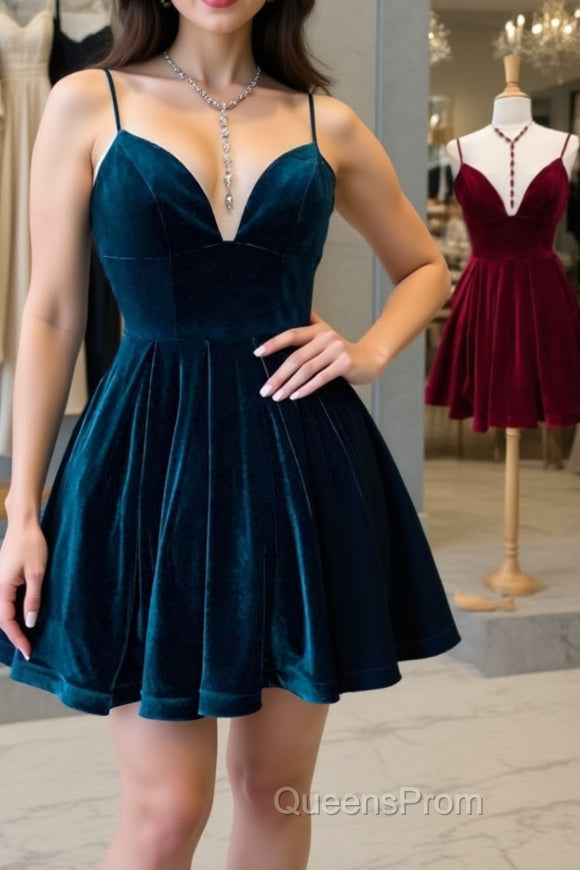 Simple v neck short Evening Prom Dress, homecoming Dress Main image