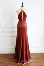 Simple V Neck Velvet Formal Dress Mermaid Long Wedding Guest Dress