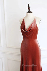 Simple V Neck Velvet Formal Dress Mermaid Long Wedding Guest Dress