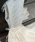 Simple A Line Round Neck Light Apricot Lace Chiffon Party Dress Outfits