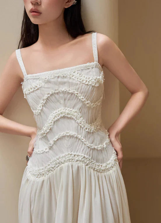 Simple A Line Round Neck Light Apricot Lace Chiffon Party Dress Outfits
