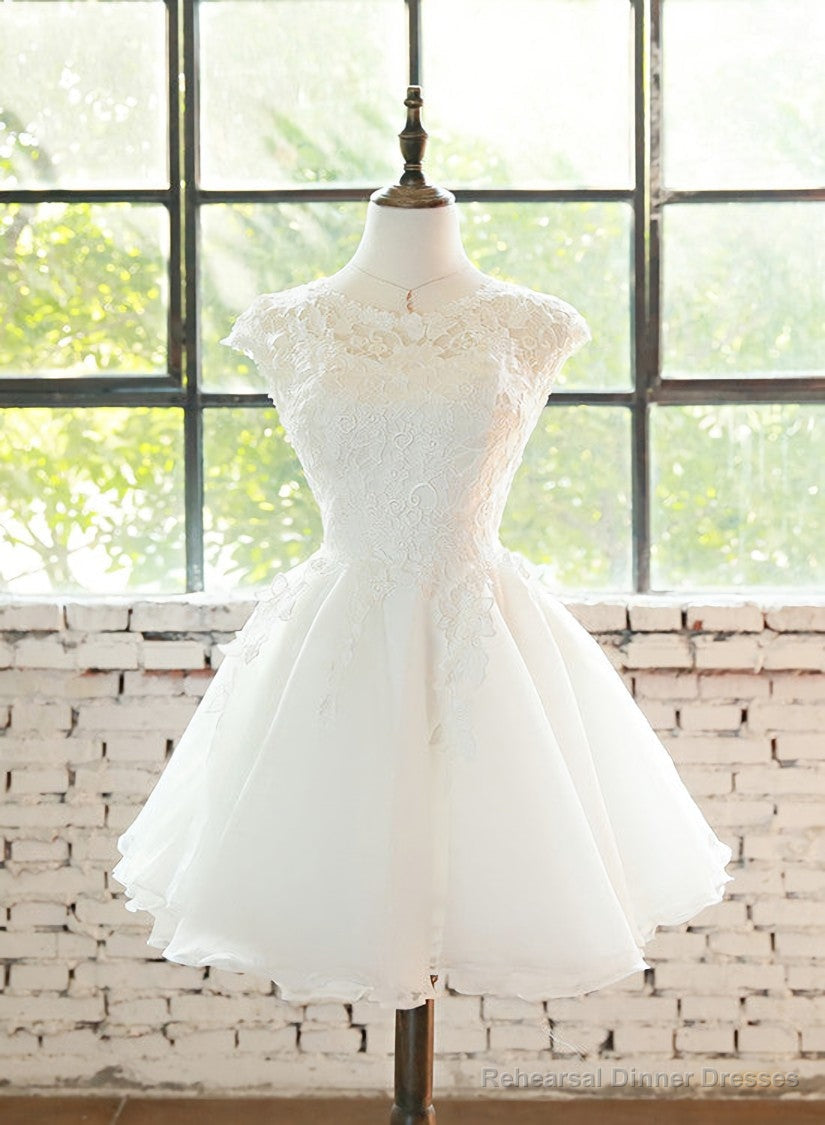 Simple White Cute Lace Short Graduation Dress, Lovely Party Dresses Secondary image