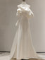 Simple White Satin Strapless Wedding Dress