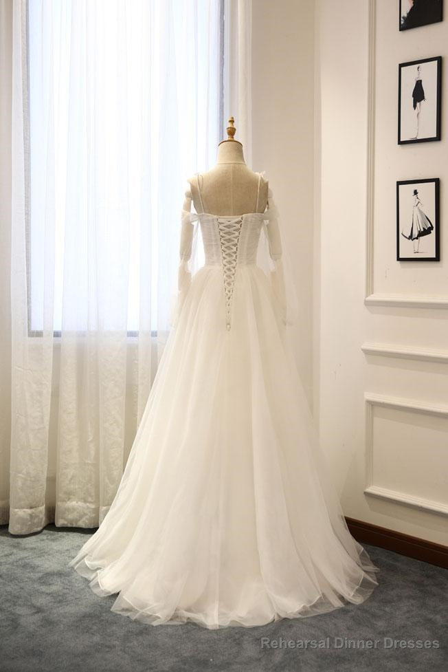 Simple white tulle long prom dress white tulle bridesmaid dress Secondary image