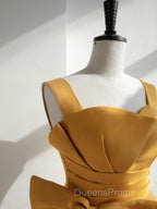 Simple Yellow Tulle Long Evening Prom Dress, Yellow Tulle Formal Dress