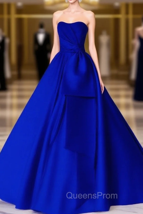 Sleeveless Ball Gown Satin Dress With Bow Sashes Main image