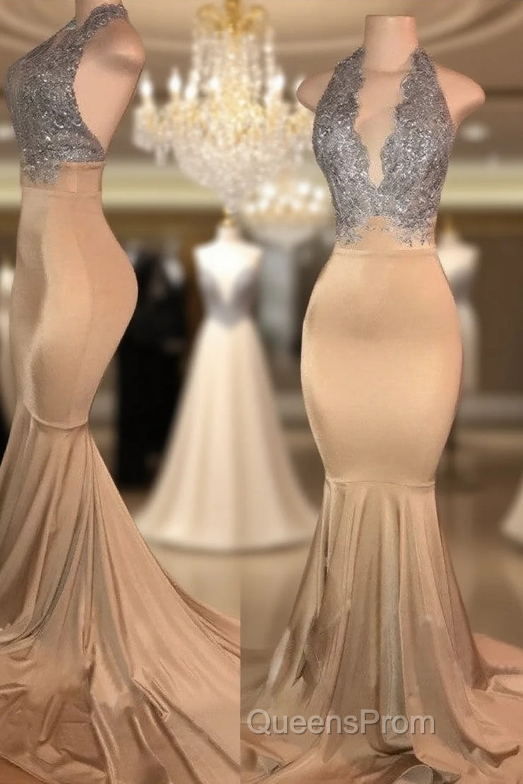 Sleeveless Mermaid Lace Halter Evening Prom Dress Main image
