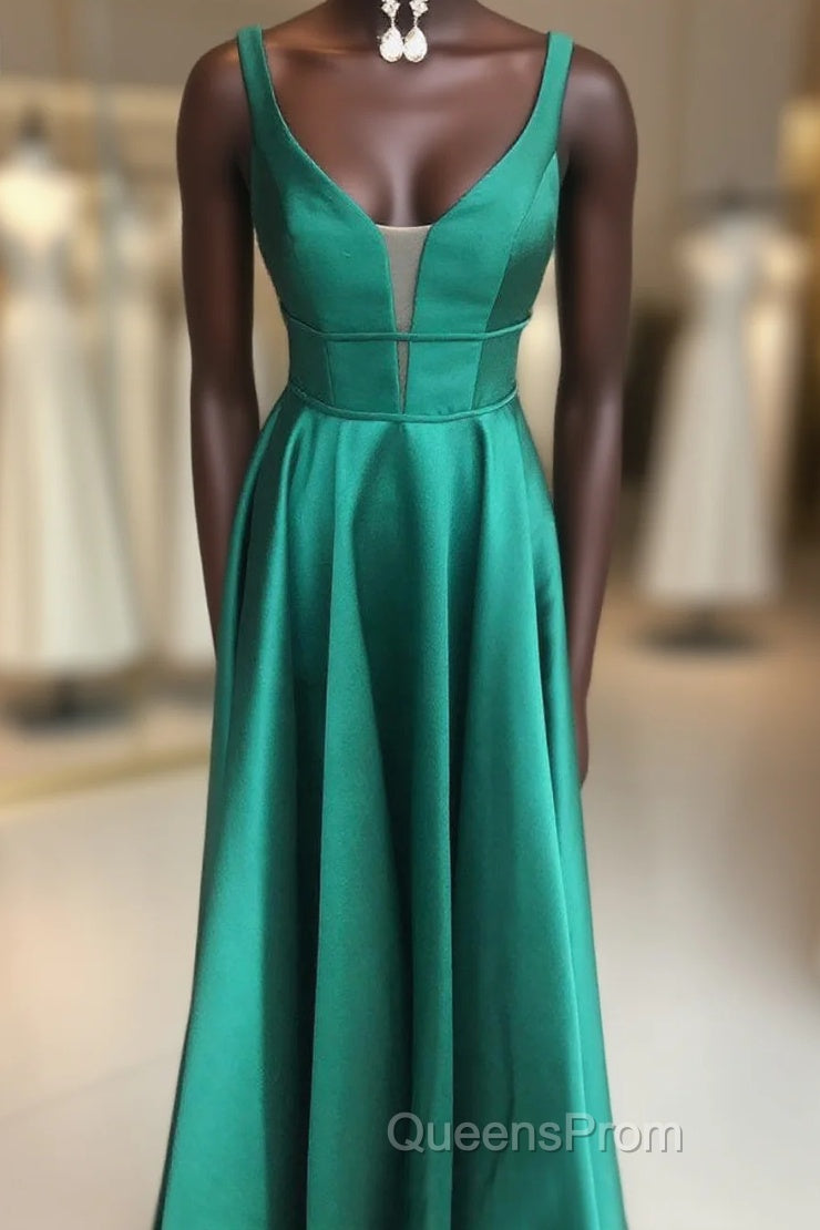 Sleeveless Satin Sweep Train Evening Prom Dress Main image
