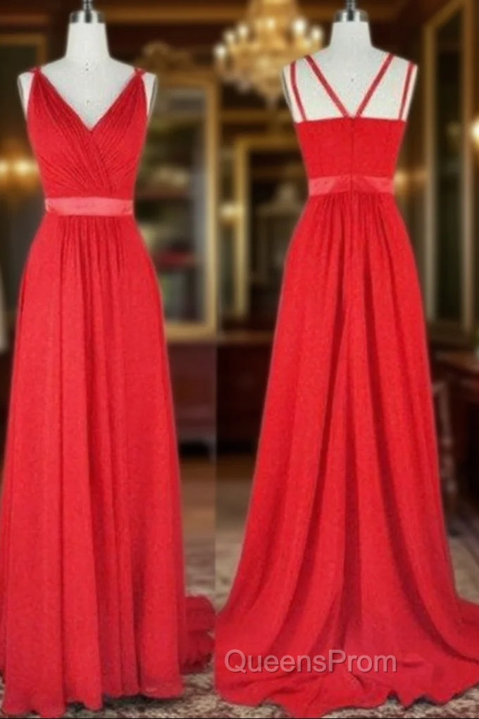 Sleeveless V-Neck Sweep Train A-Line/Princess Chiffon Bridesmaid Dress