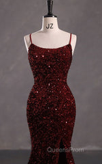 Slim Burgundy Shimmery Open Back Evening Prom Evening Dress