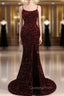 Slim Burgundy Shimmery Open Back Evening Prom Evening Dress