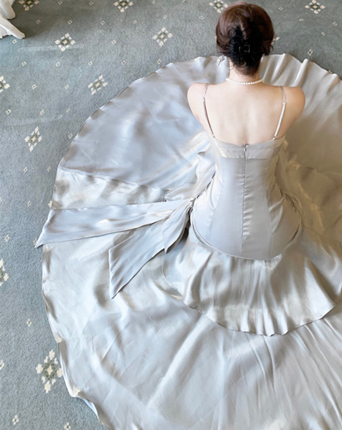 Sliver Grey Satin Straps Long Classy Gown, Cute Long Classy Prom Dress
