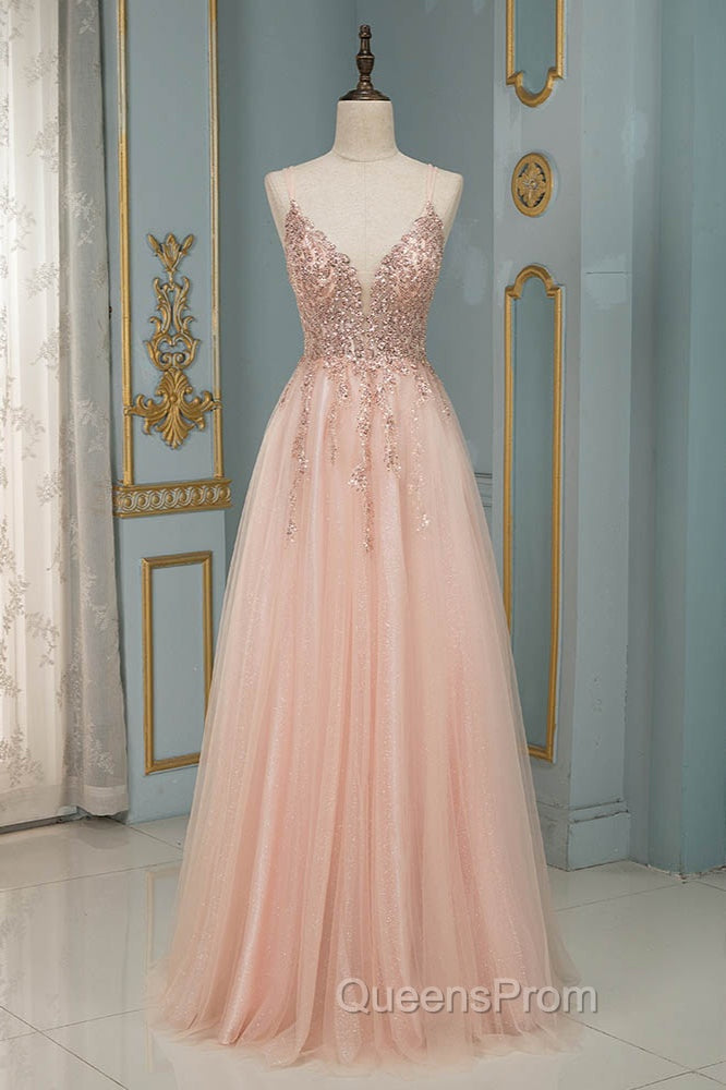 Spagehetti-Strap V-Neck Sleeveless Evening Prom Dress with Beading Secondary image