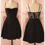 Spaghetti strap black simple lace cheap sexy homecoming Classy Prom Dress
