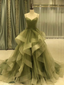 Spaghetti Strap Green A Line Long Classy Prom Dress Classy Evening Gown Party Dress