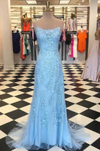 Baby Blue Mermaid Classy Prom Dress | Stock In USA