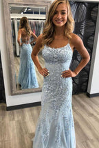 Baby Blue Mermaid Classy Prom Dress | Stock In USA
