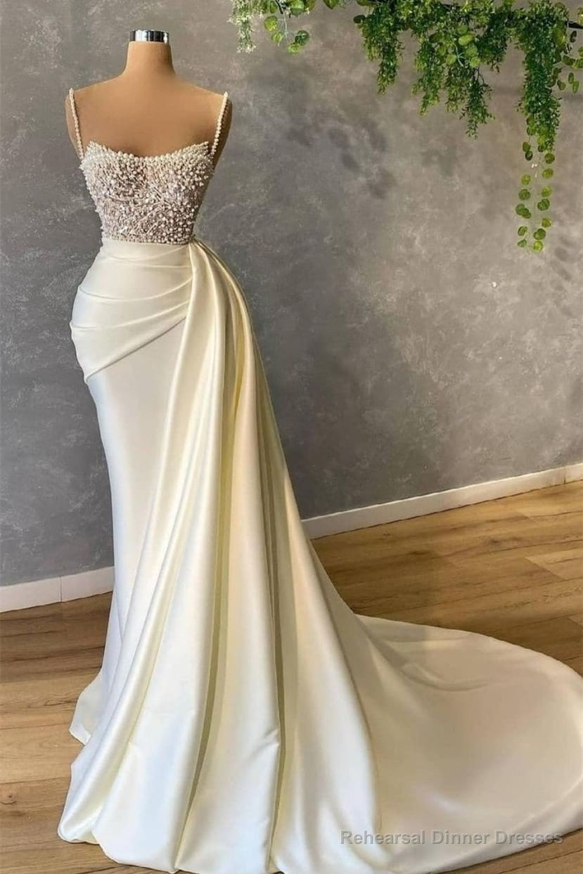 Spaghetti strap Mermaid Sweetheart Sleeveless Sequined Beaded Floor-length Prom Dress Main image
