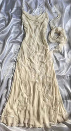 Yellow Exquisite Beaded Spaghetti Strap A-Line Chiffon Long Classy Evening Gown Ball Gown