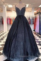 Spaghetti Straps A-line Red Shiny Evening Prom Gown,Long Evening Prom Dress