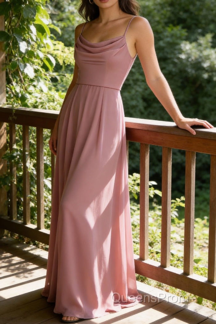 Spaghetti Straps A Line Sleeveless Long Bridesmaid Dress Main image