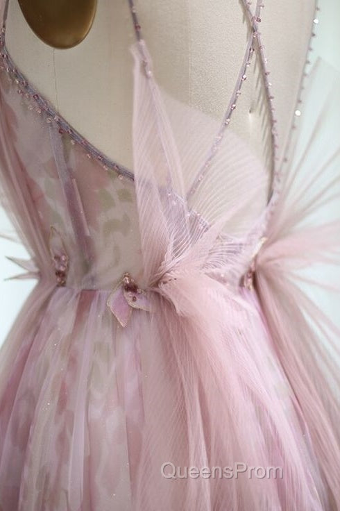 Spaghetti Straps Backless Formal Evening Prom Dress For Wedding Party