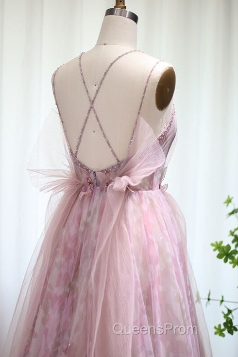 Spaghetti Straps Backless Formal Evening Prom Dress For Wedding Party