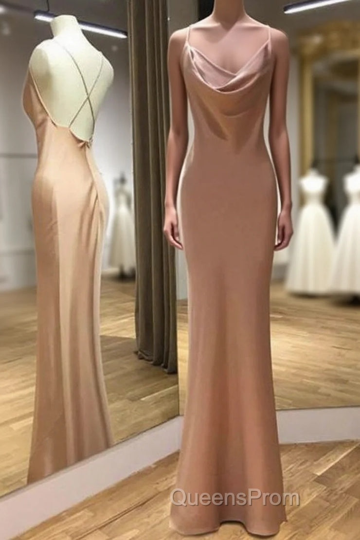 Spaghetti Straps Backless Mermaid Long Evening Prom Dress Evening Dress,