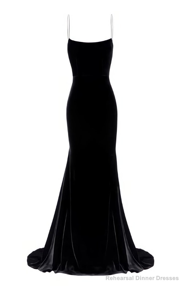 Spaghetti Straps Black Mermaid Prom Dresses Long Main image