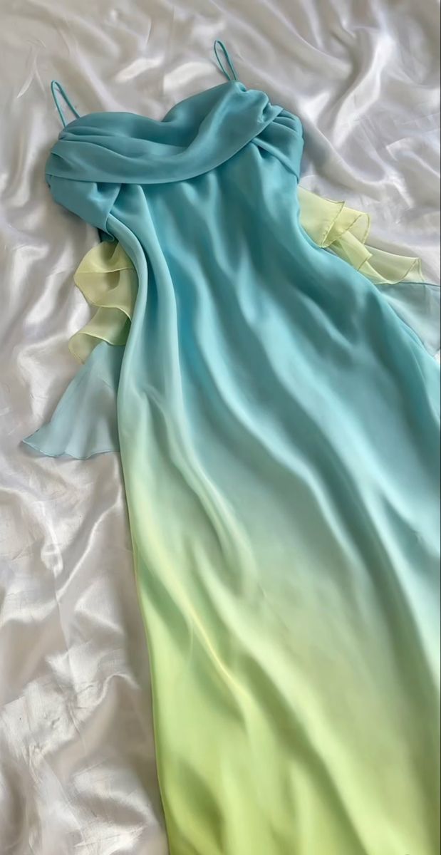 Blue/Orange Fashion Gradient Elegant Spaghetti Strap Long Chiffon Classy Prom Dress Classy Evening Dress Party Dress