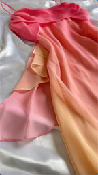 Blue/Orange Fashion Gradient Elegant Spaghetti Strap Long Chiffon Classy Prom Dress Classy Evening Dress Party Dress