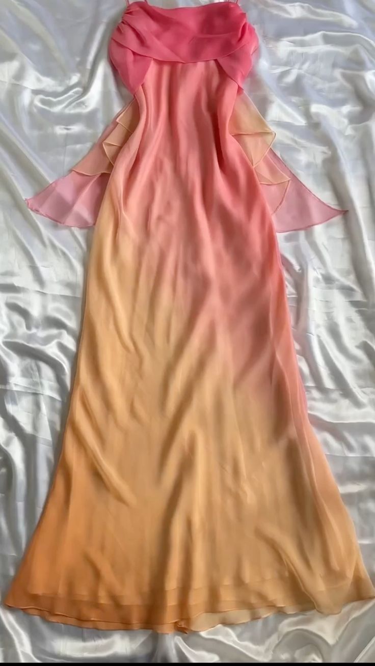 Blue/Orange Fashion Gradient Elegant Spaghetti Strap Long Chiffon Classy Prom Dress Classy Evening Dress Party Dress