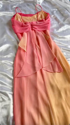 Blue/Orange Fashion Gradient Elegant Spaghetti Strap Long Chiffon Classy Prom Dress Classy Evening Dress Party Dress
