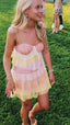 Spaghetti Straps Chiffon Lace Homecoming Dress Mini Classy Prom Dress,
