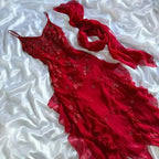 Spaghetti Straps Chiffon Ruffles Beading Red Classy Prom Dress Party Classy Evening Dress