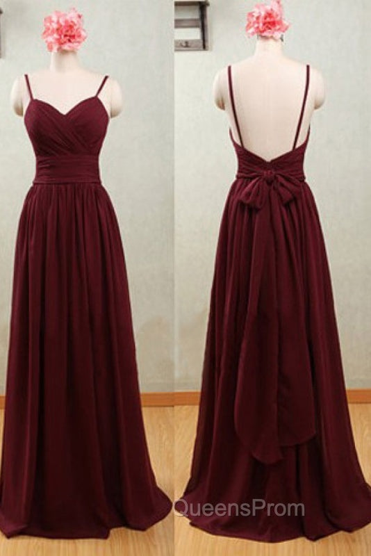 Spaghetti Straps Claret Chiffon Sweetheart Open Back Bridesmaid Dress Secondary image