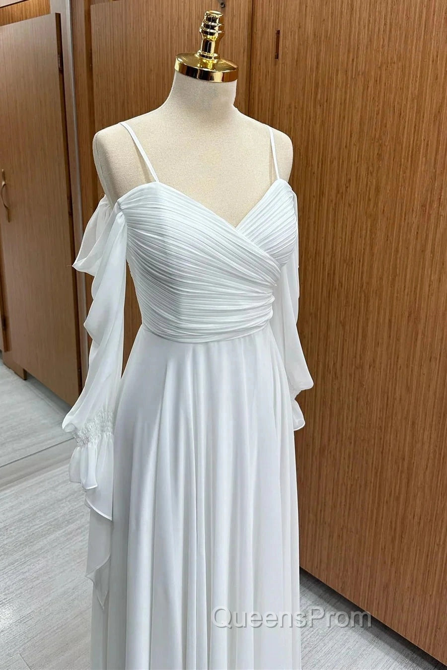Spaghetti Straps Cold-Shoulder Floor Length Chiffon Bridesmaid Dress Secondary image
