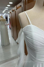 Spaghetti Straps Cold-Shoulder Floor Length Chiffon Bridesmaid Dress