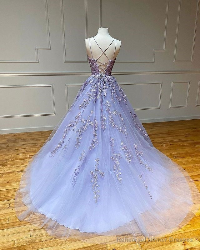 Spaghetti Straps Floral Lace Aline Evening Gown Sleeveless Prom Party Gowns