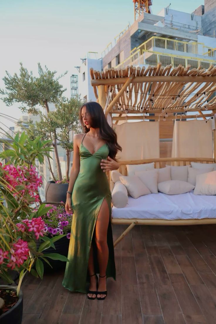 Spaghetti Straps Green Sexy Classy Prom Dress Long Classy Evening Dress With Split