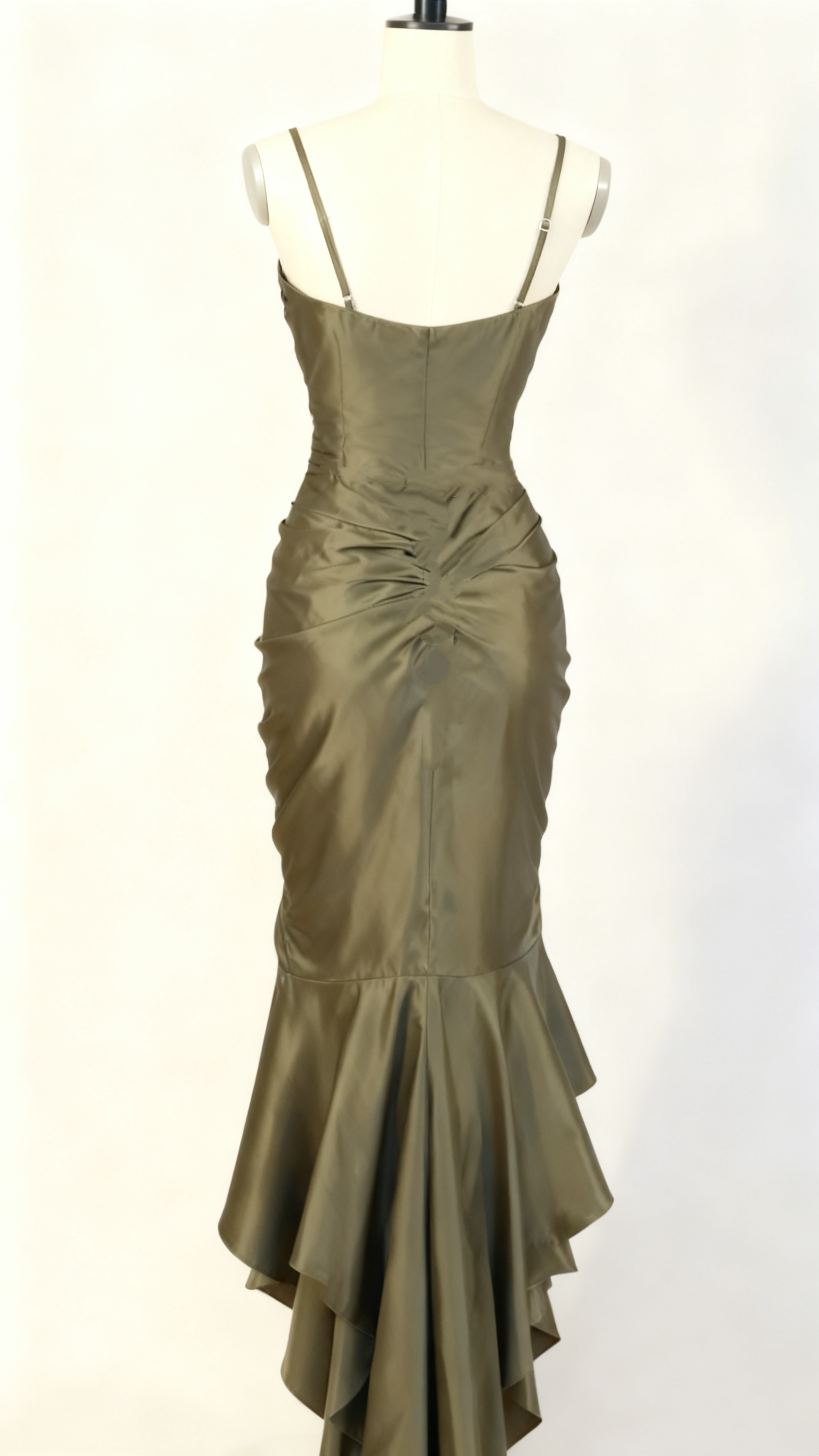 Spaghetti Straps Green Sheath Long Classy Prom Dress Secondary image