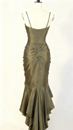 Spaghetti Straps Green Sheath Long Classy Prom Dress